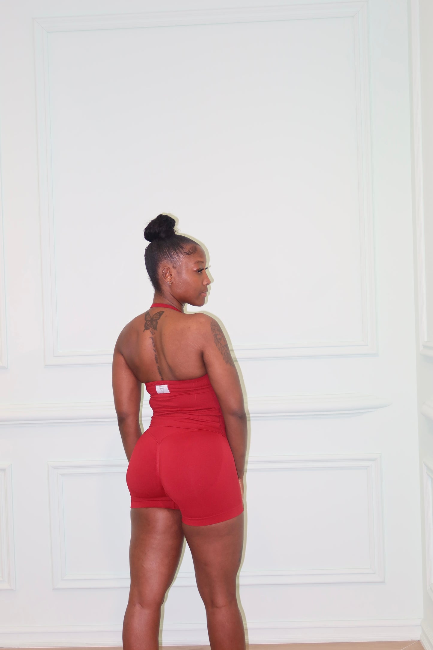 Ensemble de sport femme – Short & top long dos nu rouge